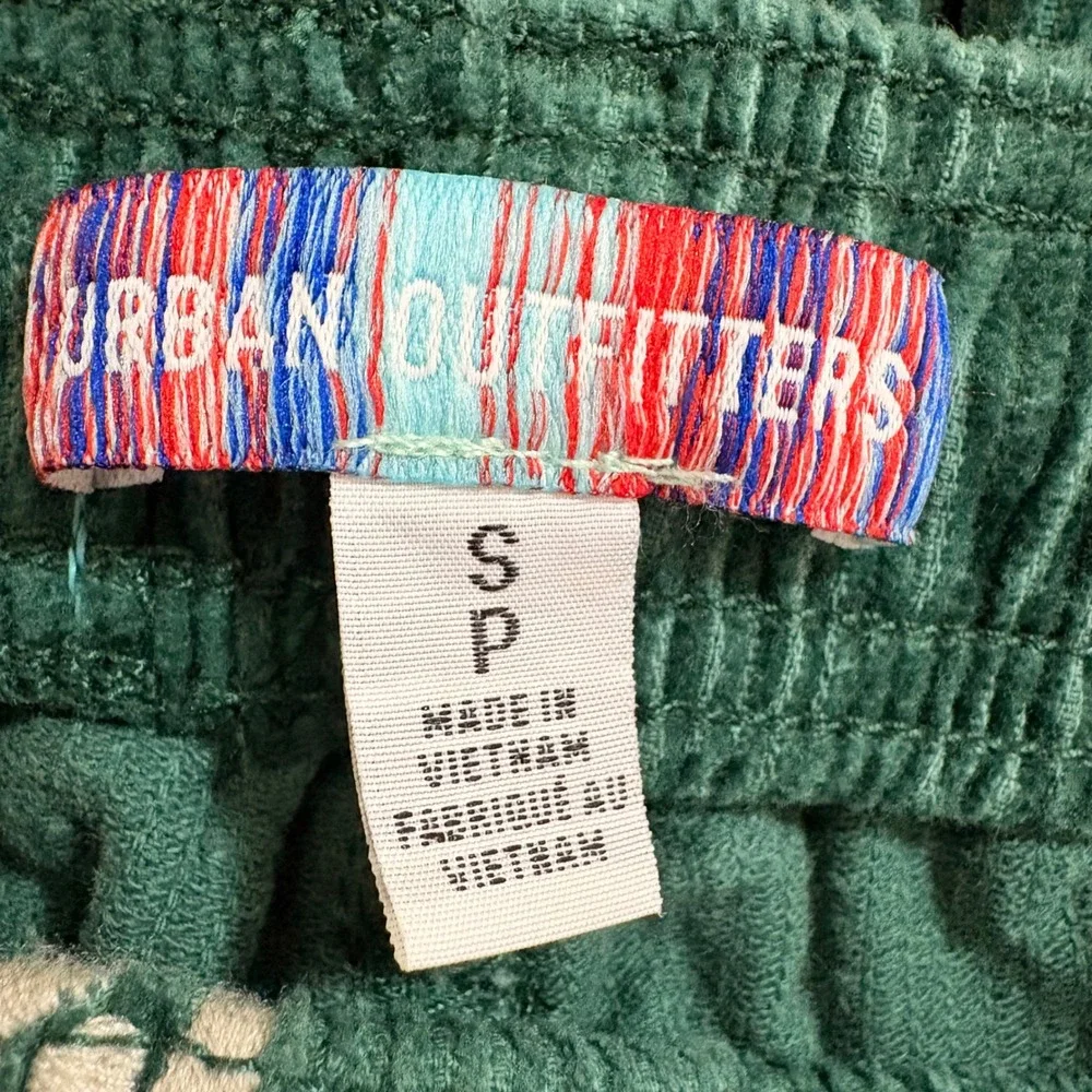 Urban Outfitters Mens Green Corduroy Sun Moon Embroidered Beach Pants Small